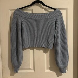Unworn blue cropped wide neck sweater 
Brand: Windsor